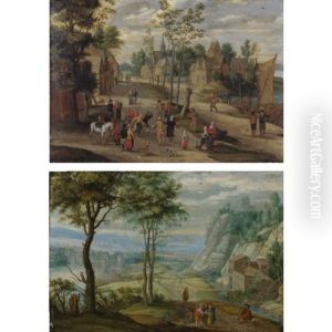 Landscape With A Village Dance (+ Landscape With Gypsies Telling A Traveller's Fortune; Pair)