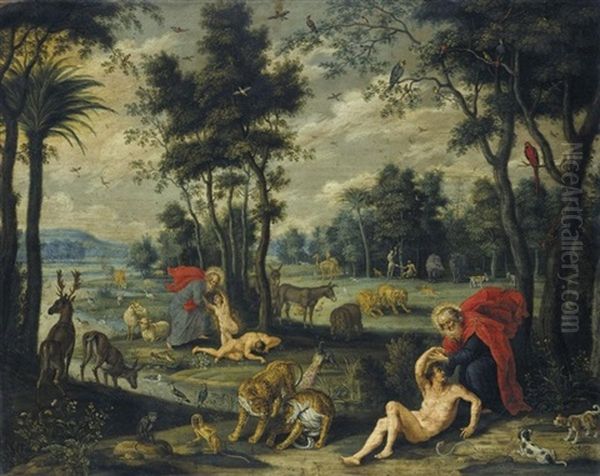 The Creation Of Adam And Eve With The Temptation And Original Sin In The Background - view 1