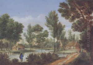 Bewaldete Flusslandschaft Mit Figuren by Isaac Van Oosten