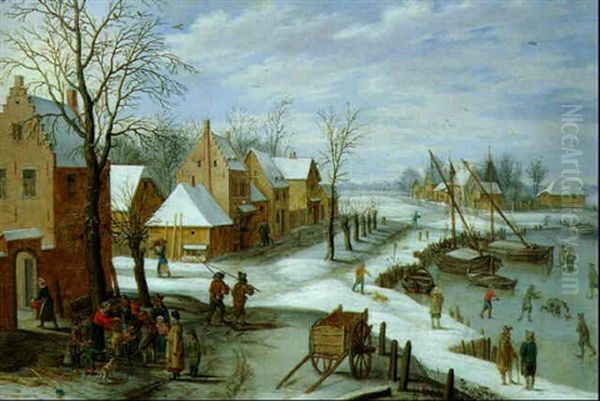 Vue D'un Village Fluvial En Hiver - view 1