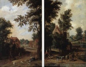 Village Landscape With Drovers And Cattle