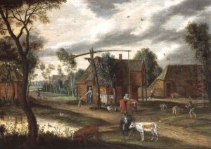 Scene D'un Village Flamand by Isaac Van Oosten