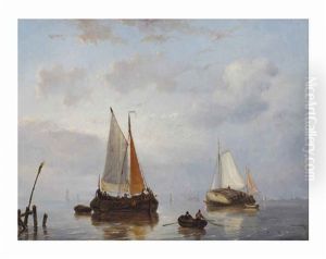 Fishermen Near The Dutch Coast by George Willem Opdenhoff