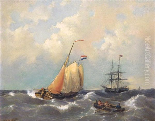 Dutch Ships In Choppy Seas - view 1