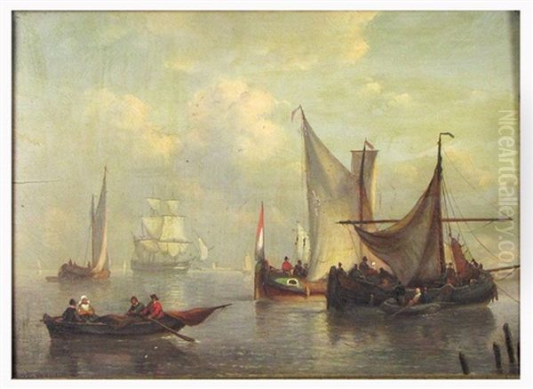 Untitled (busy Harbor With Sailing Vessels) - view 1