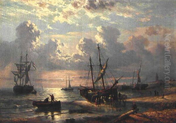 Anlandende Segelschiffe Vor Scheveningen - view 1