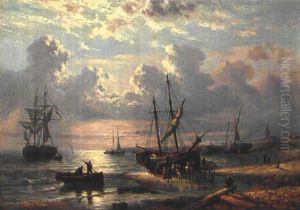 Anlandende Segelschiffe Vor Scheveningen