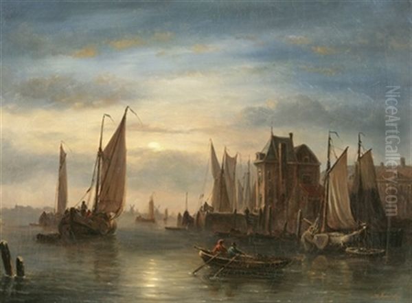 Vue Portuaire Au Clair De Lune - view 1