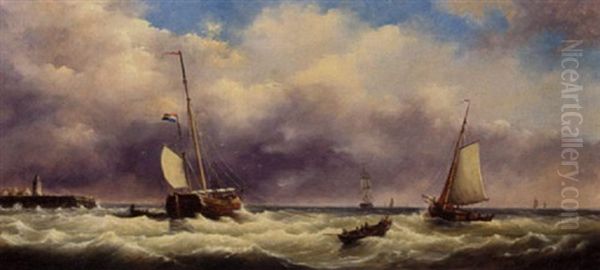Ships In A Stormy Sea - view 1