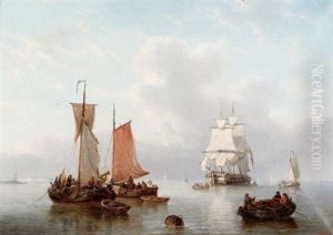 Havslandskap Med Segelfartyg by George Willem Opdenhoff
