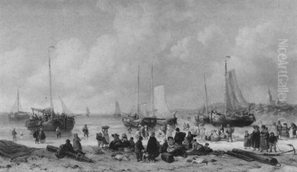An Der Kuste, Fischer Beim Entladen Des Fangs - view 1