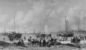 An Der Kuste, Fischer Beim Entladen Des Fangs