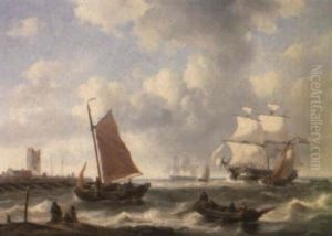 Shipping On An Estuary by George Willem Opdenhoff
