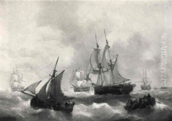 A Danish Merchantman And Small Craft In A Stiff Breeze - view 1