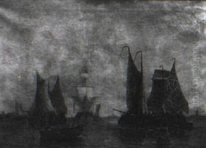 Harbour Scene by George Willem Opdenhoff
