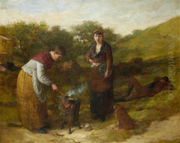 Travellers Around A Camp Fire - view 1