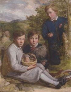 Portrait Of The Baxter Brothers Of Bedford Gathering Chestnuts With Their Dog Portrait Of The Baxter Brothers Of Bedford Gathering Chestnuts With Their Dog