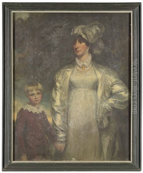 Portrait Of A Lady And Her Son, The Former Three-quarter Length, In A White Dress - view 1