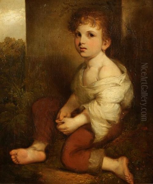 Study Of A Young Peasant Boy Seated Outside A House - view 1
