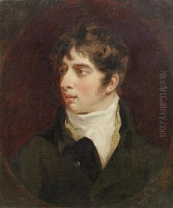 Portrait Of The Artist Thomas Girtin, Bust-length, In A Dark Jacket And White Cravat, Within A Painted Oval by John Opie