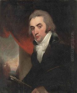 Portrait Of An Artist In A Black Coat, Paint Brushes In His Left Hand