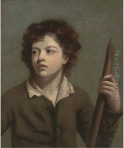 Portrait Of A Boy In A Brown Coat, Holding A Staff