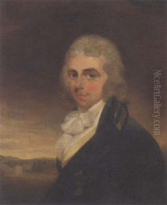 Portrait Of William Clark, In A Blue Jacket, With Buckland-tout-saints House, Kingsbridge, Beyond