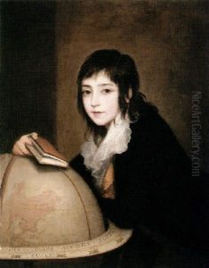 Portrait Of A Boy, (the Young Sir Joseph Banks?) Wearing A Black Coat, Holding A Book, Leaning On A Globe by John Opie