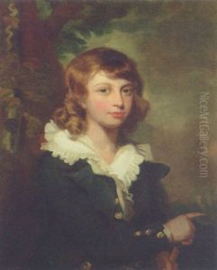 Portrait Of A Young Boy In A Blue Coat And White Shirt, In A Landscape by John Opie