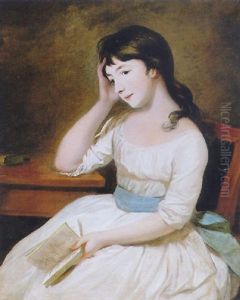 Portrait Of A Girl Seated In A Chair Holding A Book