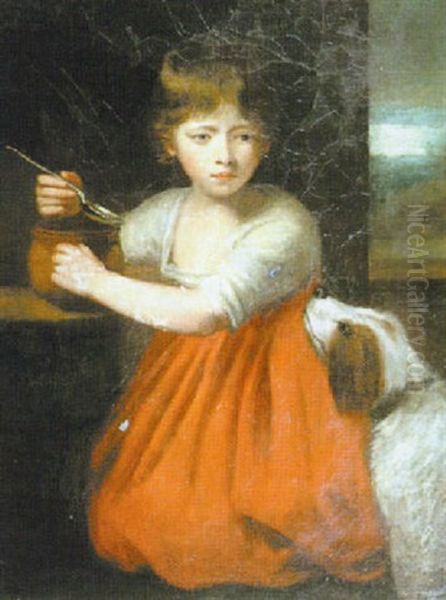 Portrait Of A Young Girl With Her Dog - view 1