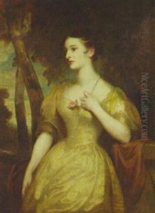 Portrait Of A Lady (miss Harford?) Standing In A Landscape By A Pedestal