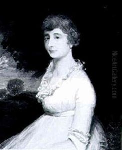 Portrait Of A Young Lady Seated Three Quarter Length, Before A Landscape by John Opie