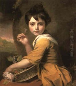 Portrait Of Miss Jesse Rolls, Holding A Basket Of Flowers