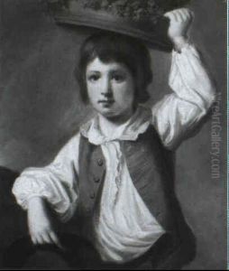 Portrait Of A Young Boy Carrying A Basket And Holding A Hat In His Right Hand by John Opie