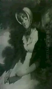 Portrait Of Miss Douglas Wilton, Seated In A Park Landscape Holding A Book And Wearing A Lace Shawl