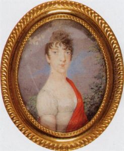 Bildnis Einer Dame In Empirekleid Und Rotem Umhang by Georg Emanuel Opitz