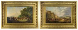 L'entree Du Christ A Jerusalem. Le Calvaire Du Christ Avec Sainte Veronique Et Le Christ Qui Tombe Sous La Croix (pair) by Levinus Petrus Van Oppen