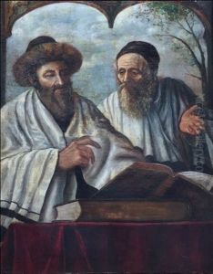 Two Orthodox Scholars Studing The Gmara by Moritz Daniel Oppenheim