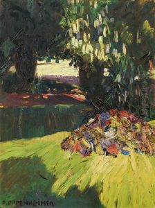Study To The Painting "park In Der Sonne" by Max, Mopp Oppenheimer