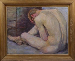 Seated Male Nude by Max, Mopp Oppenheimer