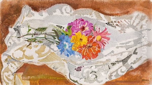 Still Life With Flowers And Lace Doily - view 1