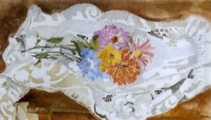Flowers On A Lace Cloth by Max, Mopp Oppenheimer