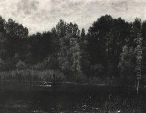 A Wooded River Landscape With A Peasant And A Dog A Wooded River Landscape With A Peasant And A Dog