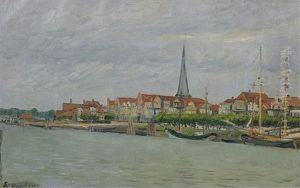 Der Alte Hafen Von Travemunde by Ernst Oppler