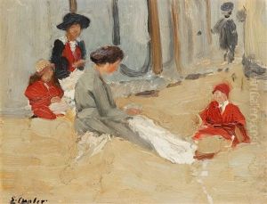 Frauen Und Kinder Am Strand Von Dieppe