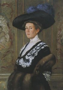 Portrait Einer Dame Mit Hut Portrait Einer Dame Mit Hut