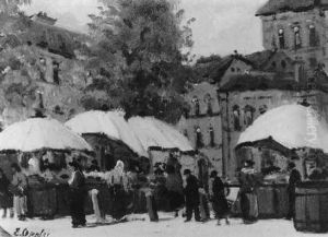 Markt In Einer Kleinstadt by Ernst Oppler