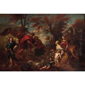 La Rencontre De Jacob Et Esau by Kaspar Jacob Opstal the Younger