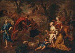 Die Versohnung Von Jakob Und Esau by Kaspar Jacob Opstal the Younger